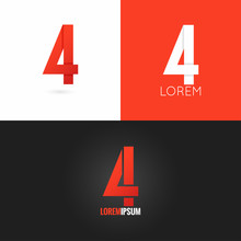Number Four 4 Logo Design Icon Set Background