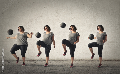 Naklejka na meble Girl training with a ball