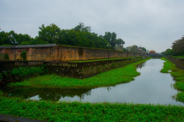 Old fortress.The moat around the building.HUE, VIETNAM