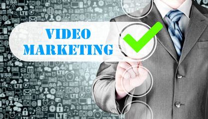 business man pressing checkbox Video Marketing