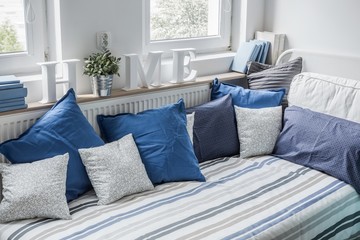 Wall Mural - White and blue bedding set