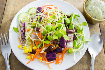 fresh vegetable salad In white dish