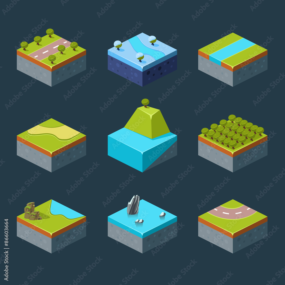 Vector Of Isometric Landscape Stock Vector Adobe Stock