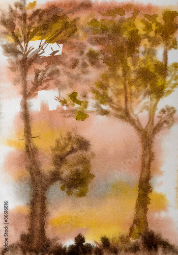 Obraz w ramie watercolor tree