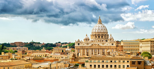 rome cityscape and skyline, st peter's basilica in vatican, italy