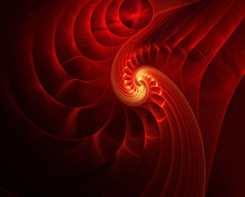 Fractal Illustration Red Spiral With Golden Glow