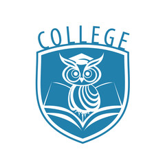 Wall Mural - vector logo owl and shield for college