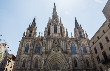 Wall Mural - Cathedral of the Holy Cross and Saint Eulalia at Gothic Quarter in Barcelona, Spain