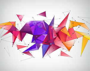 Wall Mural - vector abstract crystal 3d faceted geometric origami rainbow