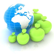 Earth And Apples Around - From The Smallest To Largest. Global D