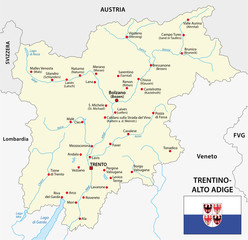  trentino alto adige map with flag