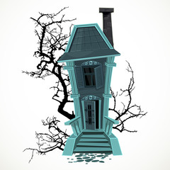 Wall Mural - Haunted halloween witch house