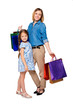 © master1305 - Happy a mother and daughter with shopping bags standing at