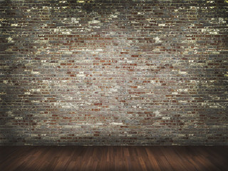  brick wall with wood floor  background