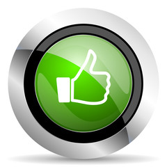 Fototapete - like icon, green button, thumb up sign