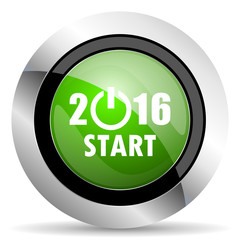 Aufkleber - new year 2016 icon, green button, new years symbol