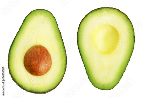 Fotografía Two slices of avocado isolated on the white background