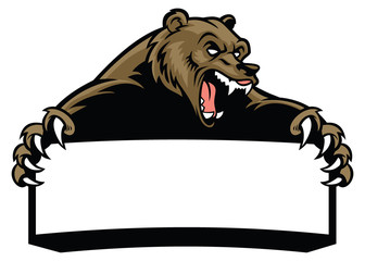 Wall Mural - grizzly bear hold the blank sign