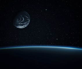 Wall Mural - blue planet and stars. space background.