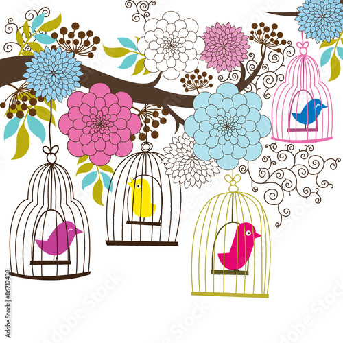 Fotografia Retro Wedding Floral and Birdcage