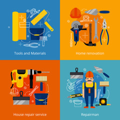 Wall Mural - Repair service and renovation icons set