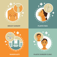 Canvas Print - Plastic surgery concept 4 flat icons