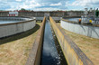 Channel with water from wastewater treatment plant