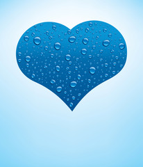 Wall Mural - heart with blue water drops