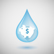 Long shadow water drop icon with a piggy bank