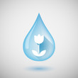 Long shadow water drop icon with a tulip