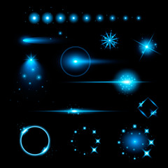 Wall Mural - Creative concept Vector set of glow light effect stars bursts