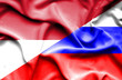 Waving flag of Russia and Monaco