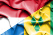 Waving flag of Saint Vincent and Grenadines and Monaco