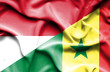 Waving flag of Senegal and Monaco