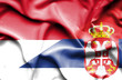 Waving flag of Serbia and Monaco