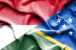 Waving flag of Solomon Islands and Monaco