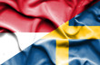 Waving flag of Sweden and Monaco