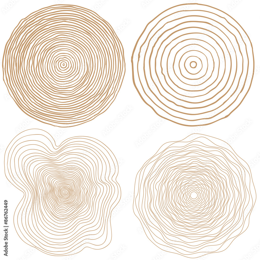 vector tree rings background and saw cut tree trunk Stock Vector ...