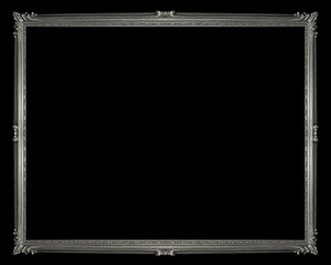 Wall Mural - silver frame isolated on black background, clipping path