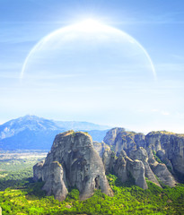 Wall Mural - fantastic landscape with planet