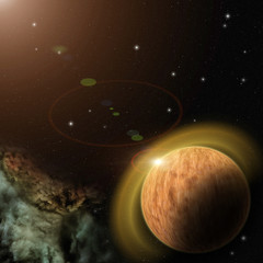 Wall Mural - planet with nebula and stars in galaxy