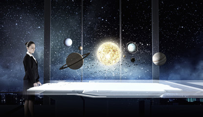 woman exploring space