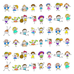 Sticker - hand drawing cartoon happy kids