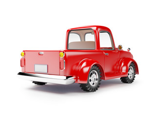 Wall Mural - red old truck back