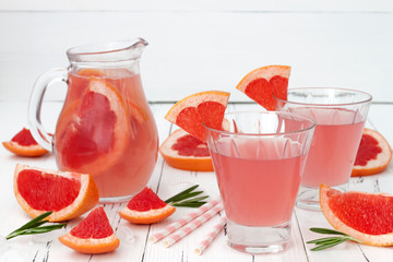 Wall Mural - Detox fruit infused flavored water with cherry, lemon and mint. Refreshing summer homemade cocktail. Clean eating