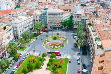 Wall Mural -  View above of Plaza de la Reina in Valencia, Spain