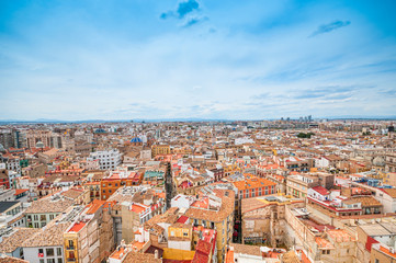 Wall Mural - Aerial view of Valencia, Spain under blue sky