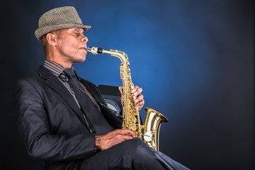 Canvas Print - Jazz, musician, sax.