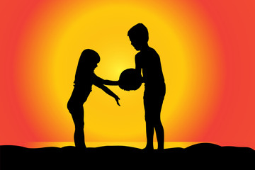 Poster - Vector silhouette of children.