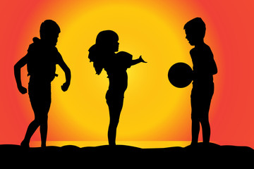 Wall Mural - Vector silhouette of children.